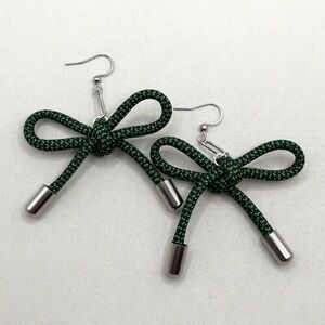 Sara G. Green & Black Paracord Bow Earrings